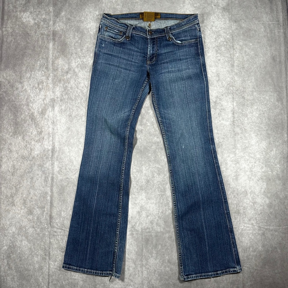 Saforte Womens 29 Low Rise Flare Jeans Blue Western Embroidered Flap Pocket